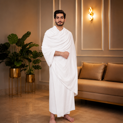 Asaan Ihram Ihram for Men – 100% Pure Cotton Loops and Base, Plush, Highly Absorbent – Hajj & Umrah